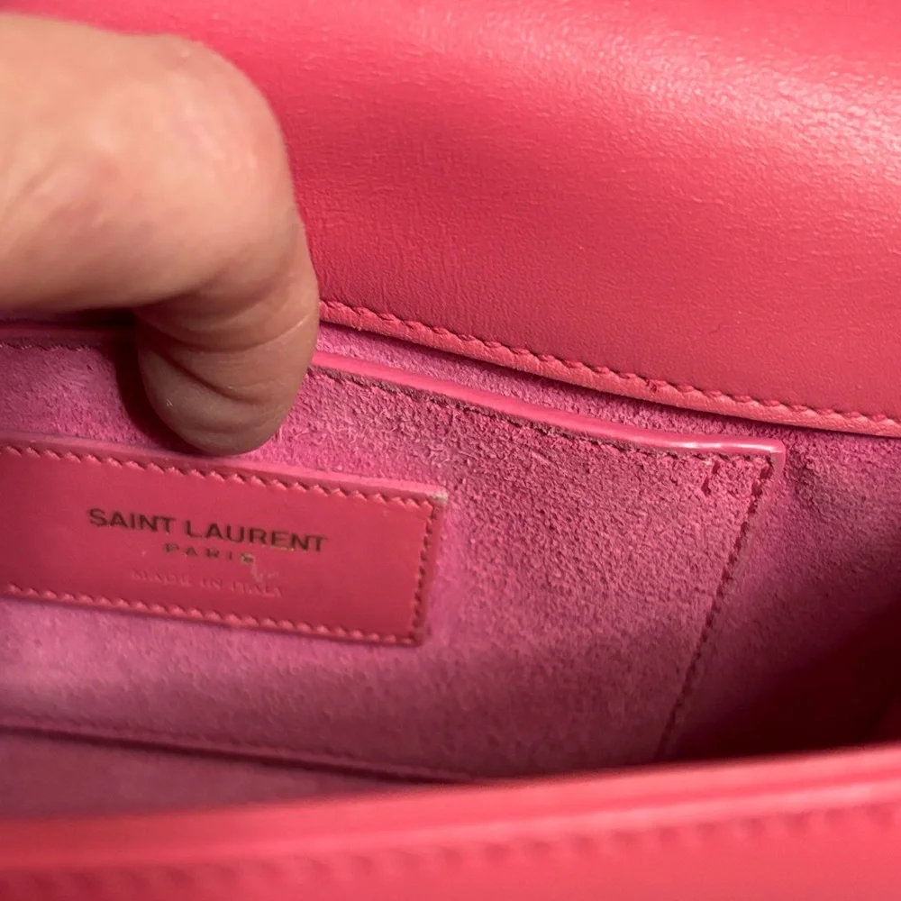 Saint Laurent Pink Leather YSL Crossbody with Gold Logo - Picture 4 of 9